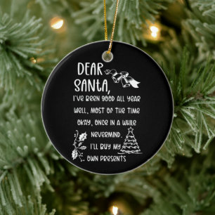 Funny Letter to Santa Christmas Xmas gifts Ceramic Ornament