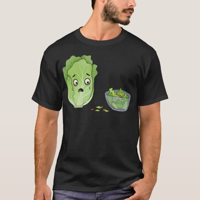 Funny Lettuce Vegetable Humor Art Salad Design Veg T-Shirt (Front)
