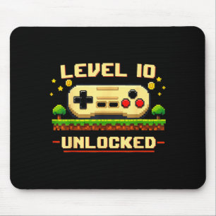 Funny level 10 unlocked video game 10th birthday mouse pad