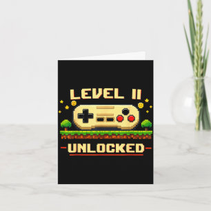 Funny level 11 unlocked video game 11th birthday card