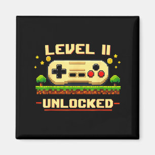 Funny level 11 unlocked video game 11th birthday magnet