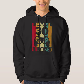Funny Level 30 Unlocked Him Men BDay Turning 30th Hoodie