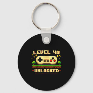 Funny level 40 unlocked video game 40th birthday key ring