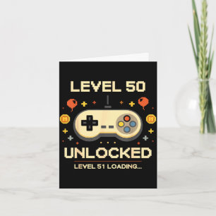 Funny level 50 unlocked gamer 50th birthday video card