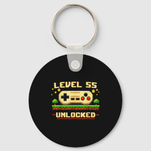 Funny level 55 unlocked video game 55th birthday key ring