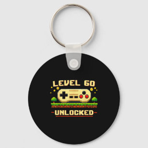 Funny level 60 unlocked video game 60th birthday key ring