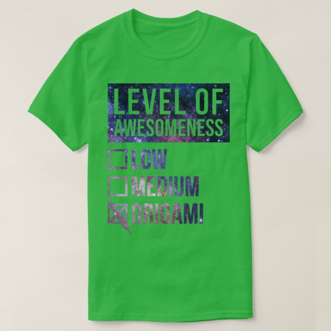 Funny Level Of Awesomeness Low Medium Gift Origami T-Shirt (Design Front)