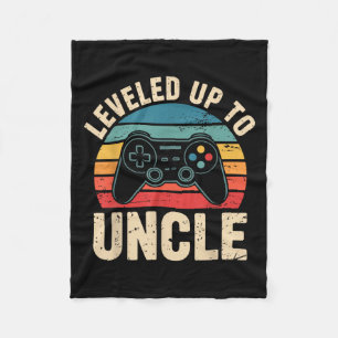 Funny Leveled Up To Uncle Video Gamers Gaming Cute Fleece Blanket