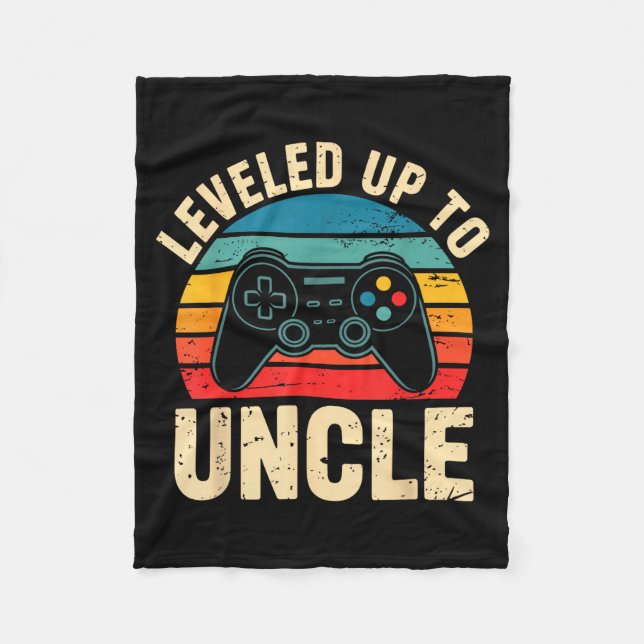 Funny Leveled Up To Uncle Video Gamers Gaming Cute Fleece Blanket (Front)