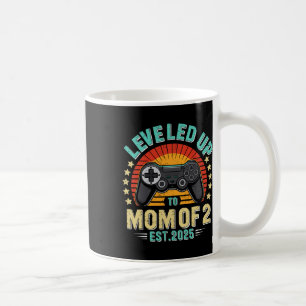 Funny Levelled Up To Mum Of 2 Mother's Day Retro V Coffee Mug
