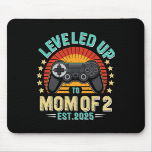 Funny Levelled Up To Mum Of 2 Mother's Day Retro V Mouse Pad