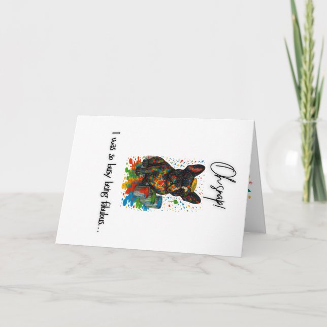 Funny LGBT French Bulldog Birthday Card – Pride (Front)