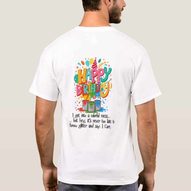 Funny LGBT French Bulldog Birthday T-Shirt (Back)