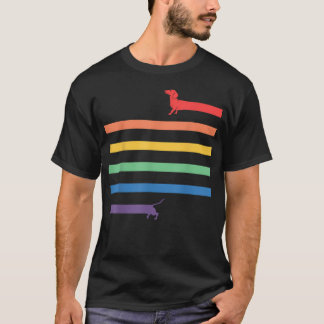 Funny Lgbt Gay Pride Dachshund Rainbow Flag T-Shirt