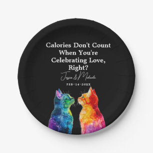Funny LGBT Purrfectly Yours: A Rainbow Love Story Paper Plate