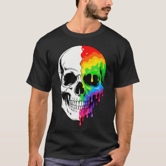 Funny Lgbt Skull Rainbow Flag Gay Ally Pride T-Shirt