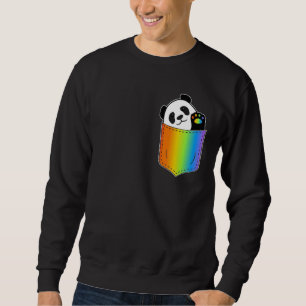 Funny LGBTQ Panda Pocket Rainbow Paw Gay Pride Pan Sweatshirt