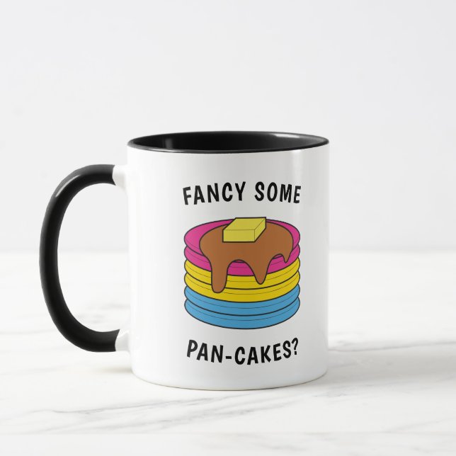 Funny LGBTQ Pansexual Pride Fancy Some Pan-cakes Mug (Left)