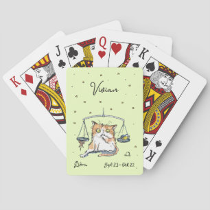 Funny Libra Zodiac Cat Star sign horoscope Playing Cards