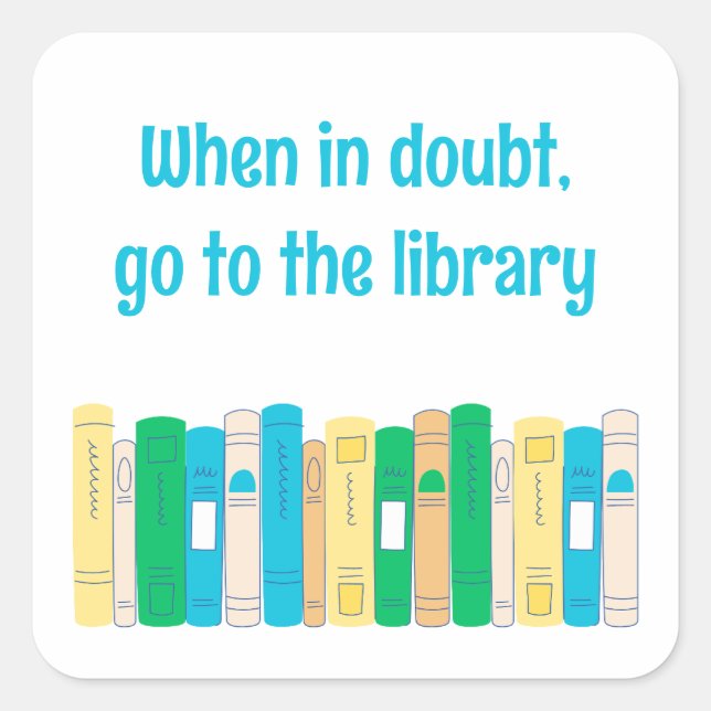 Funny librarian bookworm library square sticker (Front)