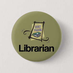 Funny Librarian Quiet Please Library Gift 6 Cm Round Badge