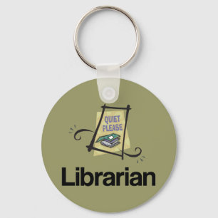 Funny Librarian Quiet Please Library Gift Key Ring