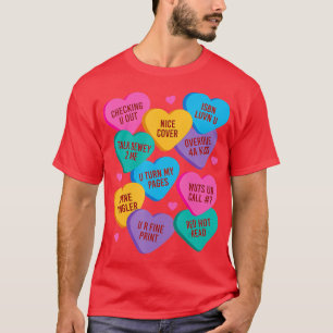 Funny Librarian Valentines Book Worm Reading T-Shirt