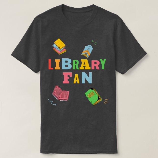 Funny library books literature bookworm kids libra T-Shirt (Design Front)