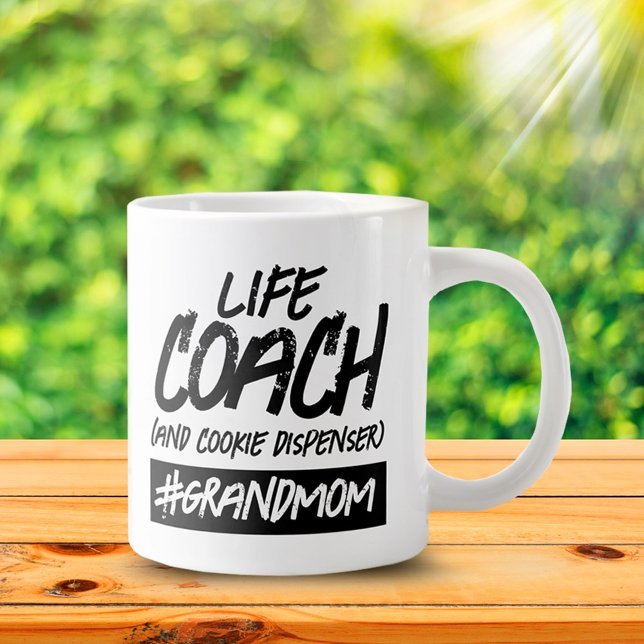 Funny Life Coach .. Hashtag Grandmom Large Coffee Mug (Funny Life Coach (and Cookie Dispenser) #Grandmom Jumbo Coffee Mug Cover Photo.)