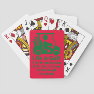 Funny Life is Golf Green Red Playing Cards