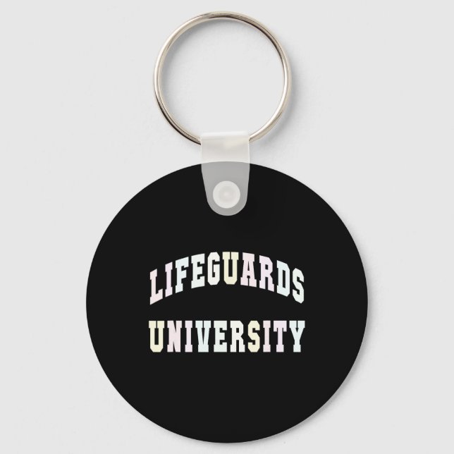 Funny Lifeguards University Beach Trip Swim Vacay  Key Ring (Front)