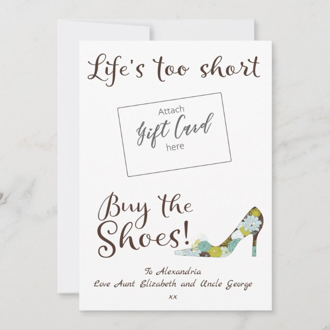 Funny Life's Too Short Buy Shoes Gift Card Holder (Front)