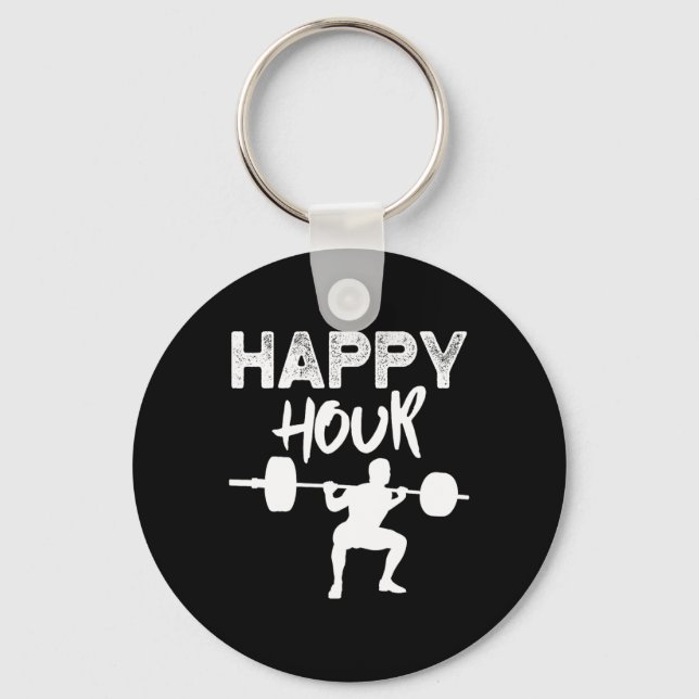 Funny Lifting Leg Day Gym Happy Hour  Key Ring (Front)