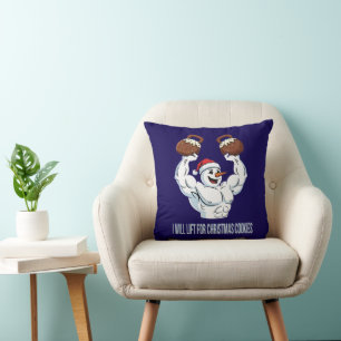 Funny Lifting Snowman Gym Christmas Cookies Cushion