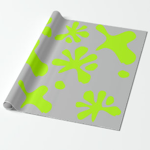Funny light grey & neon green slime pattern kids wrapping paper