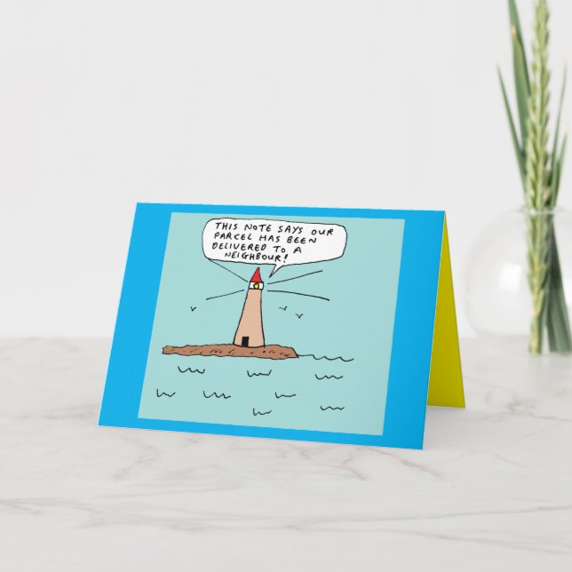 Funny Lighthouse Birthday Present Cartoon Joke Holiday Card (Front)