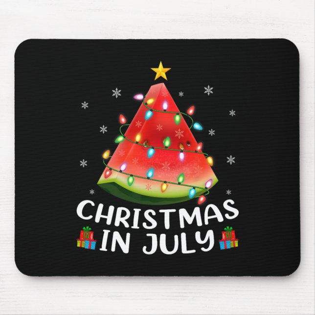 Funny Lighting Watermelon Xmas Tree Summer Christm Mouse Pad (Front)
