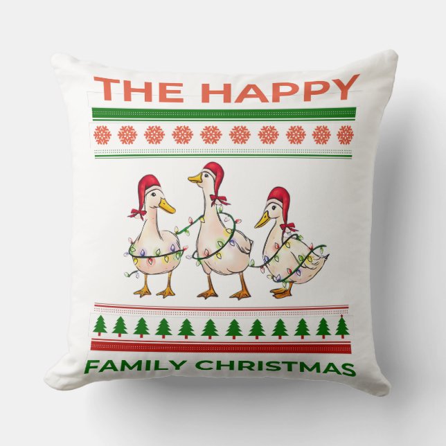 Funny Lights Ducks Christmas Animals Cushion (Front)