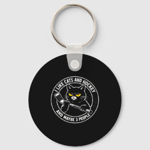 Funny like cats hockey and maybe 3 people sarcatic key ring