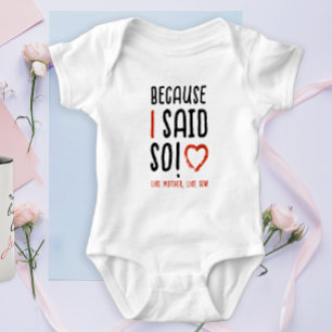 Funny Like Mother Like Son Saying Black White Typo Baby Bodysuit