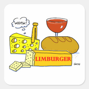 Funny Limburger Cheese Foodie Cartoon Square Sticker