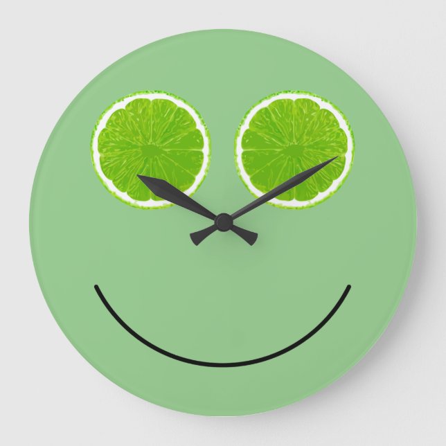 Funny Lime Fruit Face Kitchen Wall Clocks (Front)
