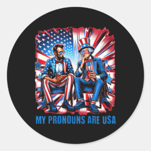 Funny Lincoln Washington 4th Of July Patriotic Ame Classic Round Sticker