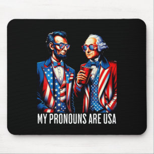 Funny Lincoln Washington 4th Of July Patriotic Pro Mouse Pad