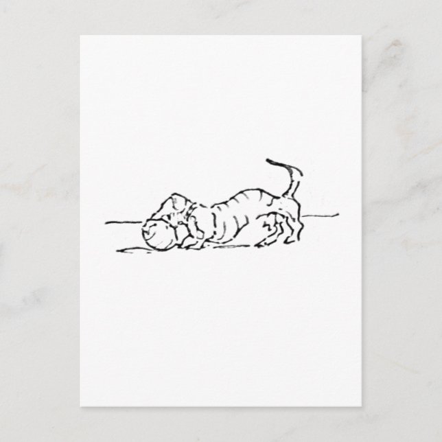 Funny Line Art Sausage Dog  Postcard (Front)