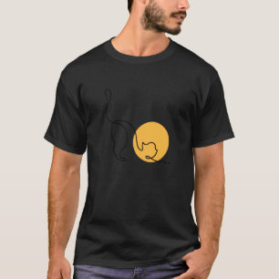 Funny Line Black Cat T-Shirt