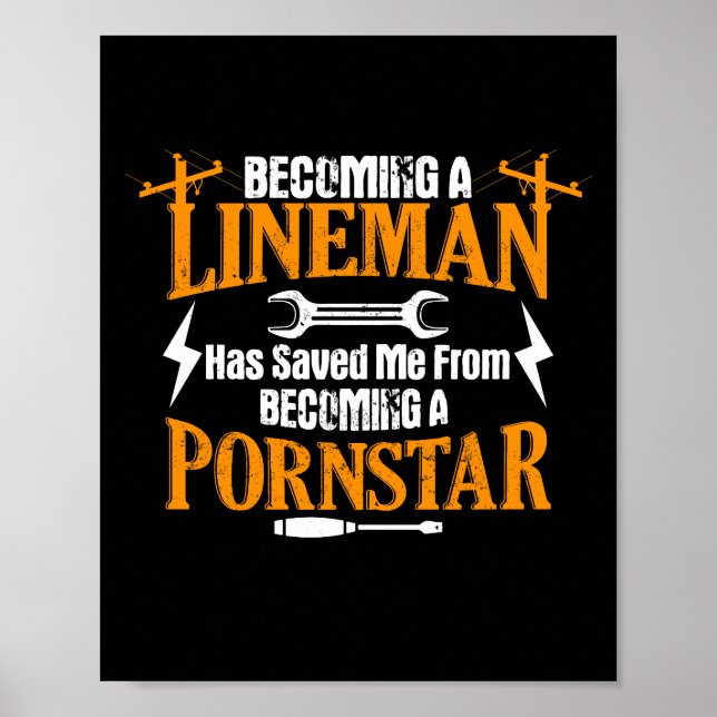 Funny Lineman Father Men Electric Cable Lineman Poster (Front)