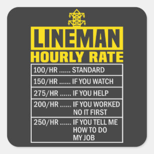 Funny Lineman Hourly Rate Sticker