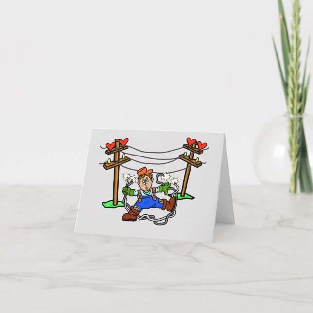 Funny Lineman Romantic Valentine's Day Card (Front)