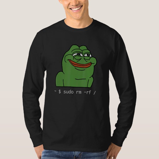 Funny Linux Meme Tux Sudo rm rf For Linux System T-Shirt (Front)